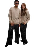 Buzo Perchado Con Capota Beige - Imagen 2