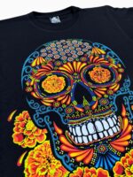Camiseta Puntillismo Calavera Flores - Imagen 3