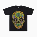 Camiseta Puntillismo Calavera Amarilla