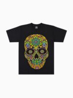 Camiseta Puntillismo Calavera Amarilla