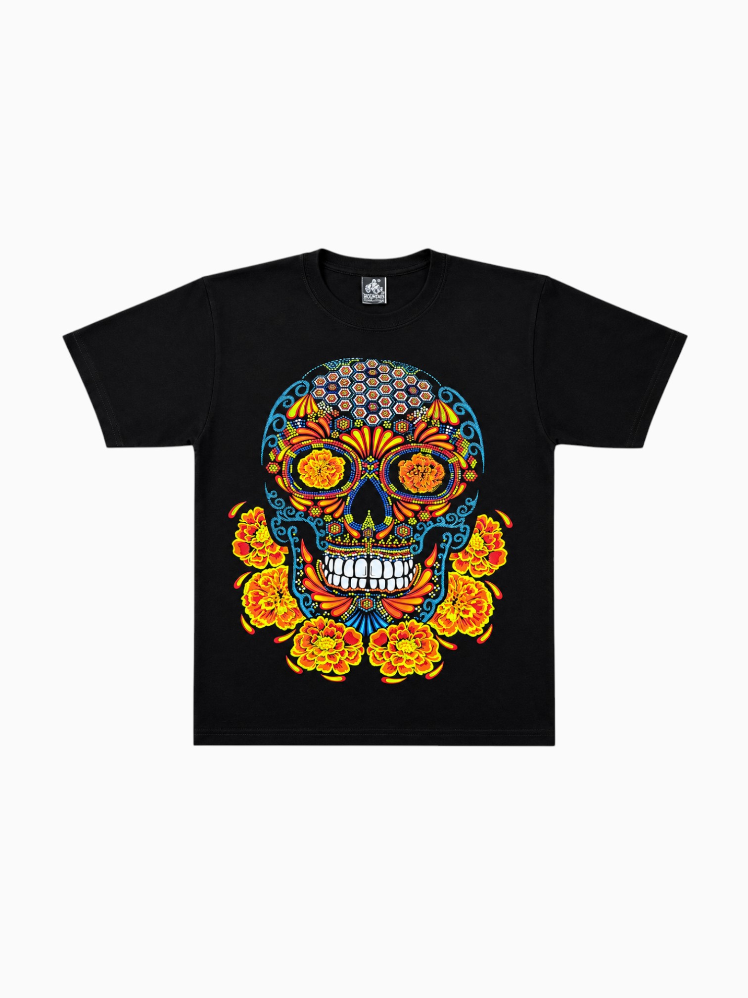 calavera flores Camiseta Puntillismo Calavera Flores - Imagen 1