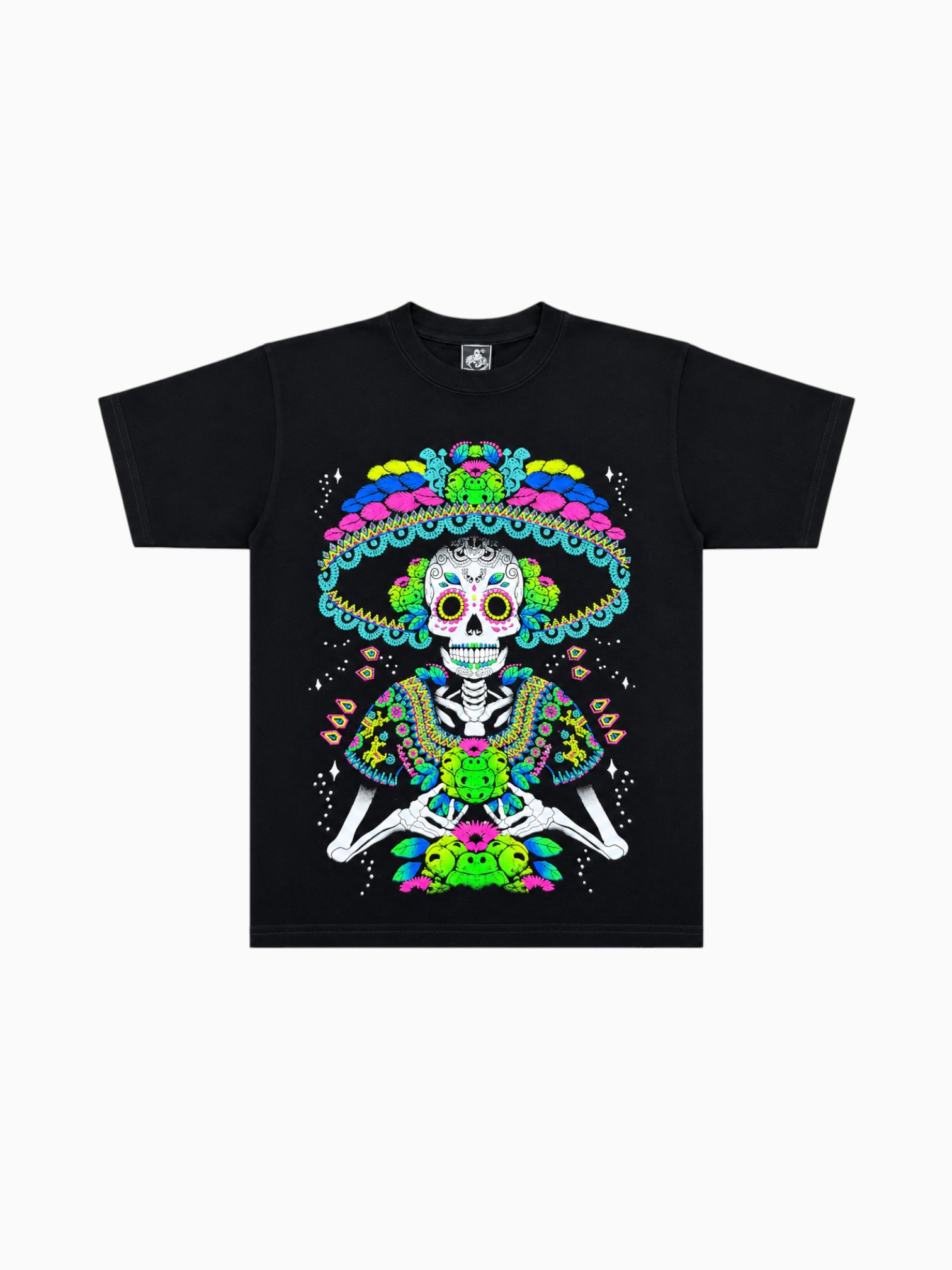 calavera mariachi Camiseta Puntillismo Calavera Mariachi - Imagen 1