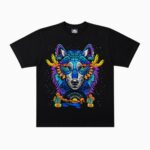 Camiseta Puntillismo Lobo Azul